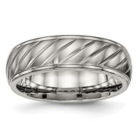 Chisel Titanium Brushed and Polished 7mm Grooved Band view 1