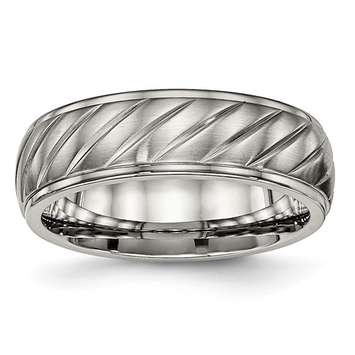 Chisel Titanium Brushed and Polished 7mm Grooved Band
