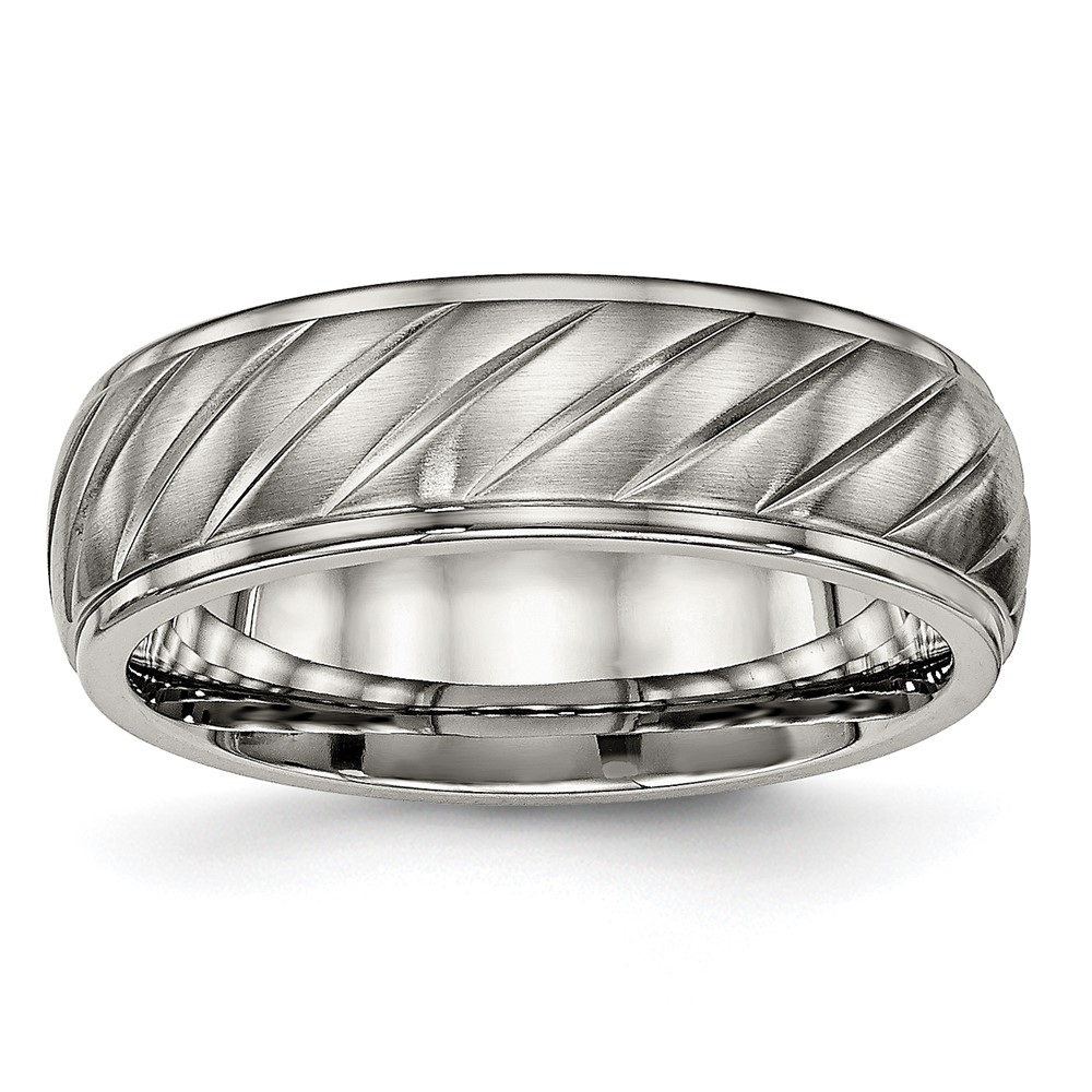 Titanium Brushed and Polished 7mm Grooved Band