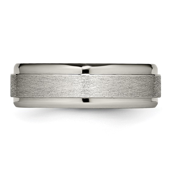 Chisel Titanium Brushed Center 7mm Ridged Edge Band