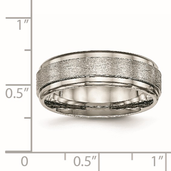 Chisel Titanium Brushed Center 7mm Ridged Edge Band