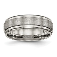 Chisel Titanium Brushed Center 7mm Ridged Edge Band view 1