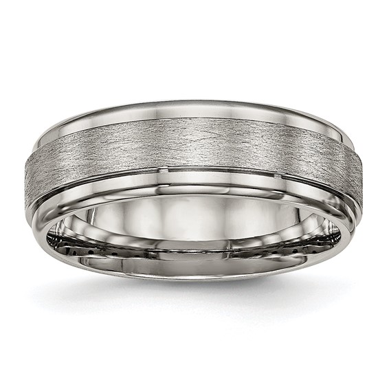 Chisel Titanium Brushed Center 7mm Ridged Edge Band
