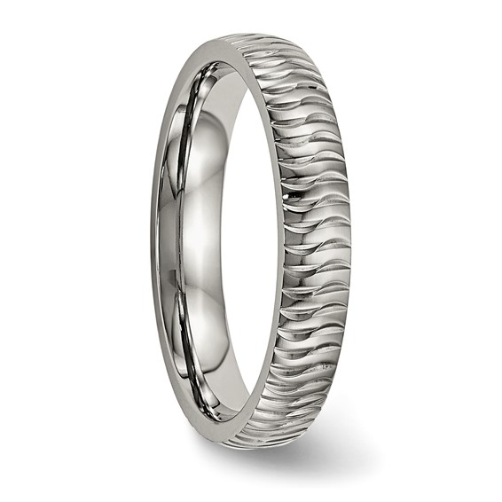 Titanium Polished and Textured 4mm Band