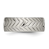 Chisel Titanium Polished Diamond Cut 8mm Band view 3