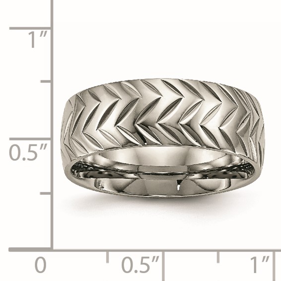 Chisel Titanium Polished Diamond Cut 8mm Band