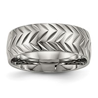Chisel Titanium Polished Diamond Cut 8mm Band view 1