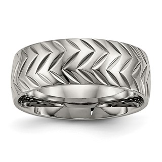 Chisel Titanium Polished Diamond Cut 8mm Band