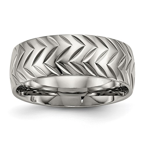 Chisel Titanium Polished Diamond Cut 8mm Band
