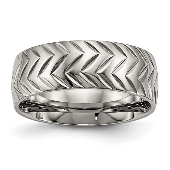 Chisel Titanium Polished Diamond Cut 8mm Band