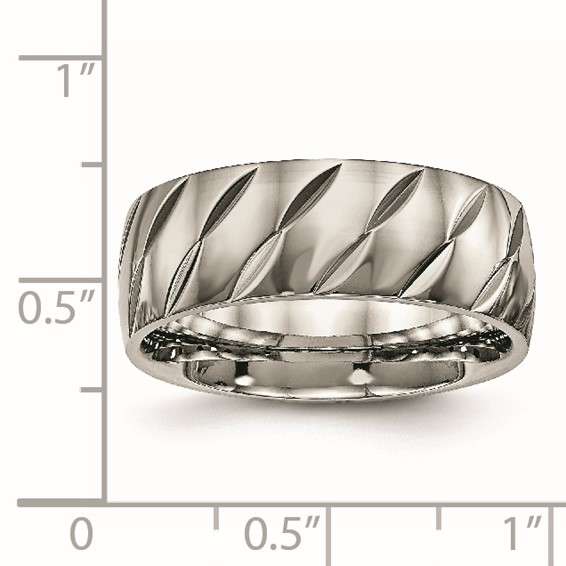 Titanium Polished Diamond Cut 8mm Band