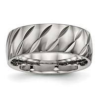 Titanium Polished Diamond Cut 8mm Band view 1