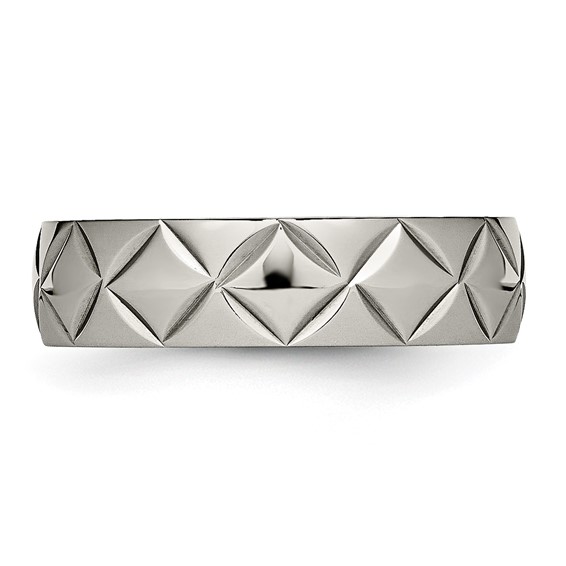 Titanium Polished Diamond Cut 6mm Band