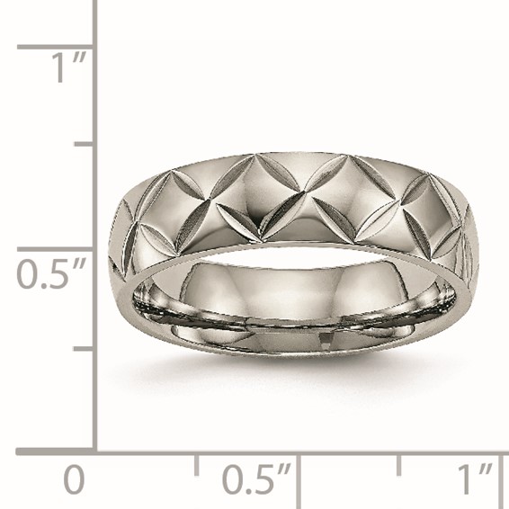Titanium Polished Diamond Cut 6mm Band