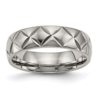 Titanium Polished Diamond Cut 6mm Band view 1