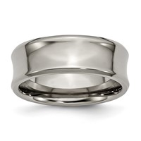 Chisel Titanium Polished Concave 8mm Beveled Edge Band view 1
