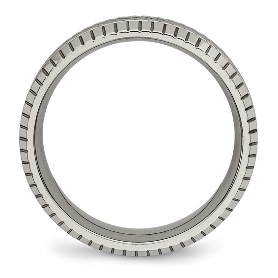 Titanium Polished Grooved and Textured 7mm Band