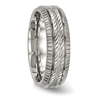 Titanium Polished Grooved and Textured 7mm Band view 4