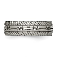 Chisel Titanium Polished Diamond Cut 7mm Band view 3