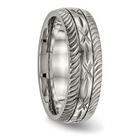 Chisel Titanium Polished Diamond Cut 7mm Band view 4