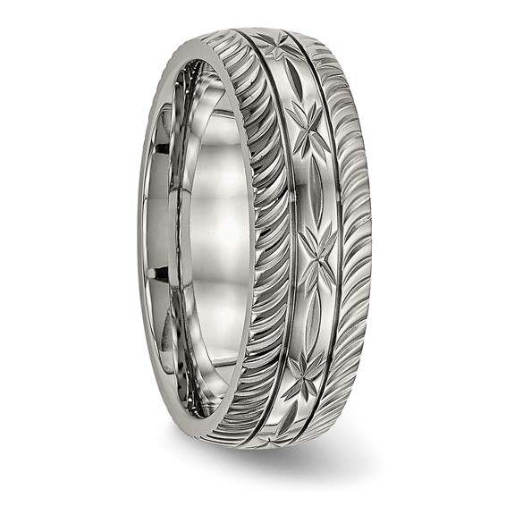 Chisel Titanium Polished Diamond Cut 7mm Band