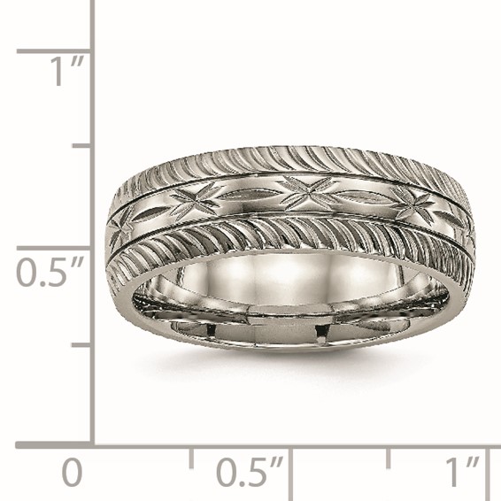 Chisel Titanium Polished Diamond Cut 7mm Band