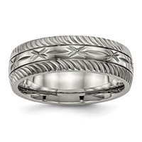 Chisel Titanium Polished Diamond Cut 7mm Band view 1