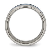 Chisel Titanium Polished Band with Light Blue Carbon Fiber Inlay 8mm view 2