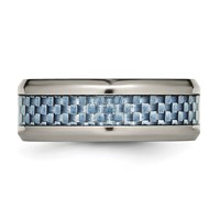Chisel Titanium Polished Band with Light Blue Carbon Fiber Inlay 8mm view 3