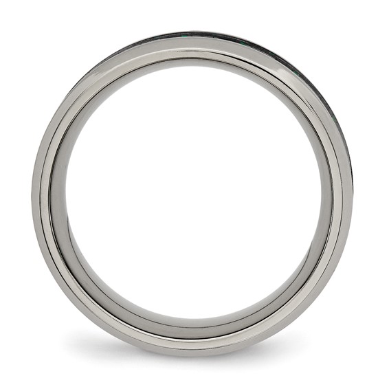 Chisel Titanium Polished with Black and Green Carbon Fiber Inlay 8mm Band