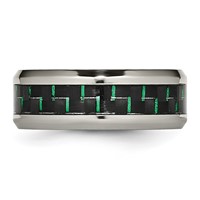 Chisel Titanium Polished Band with Black and Green Carbon Fiber Inlay 8mm view 3