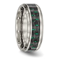 Chisel Titanium Polished Band with Black and Green Carbon Fiber Inlay 8mm view 4