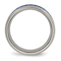 Chisel Titanium Polished Band with Blue and White Carbon Fiber Inlay 8mm view 2
