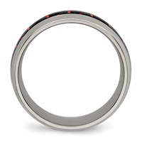 Chisel Titanium Polished Band with Black and Red Carbon Fiber Inlay 8mm view 2