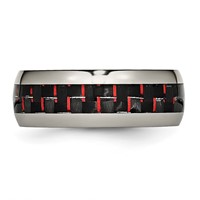 Chisel Titanium Polished Band with Black and Red Carbon Fiber Inlay 8mm view 3