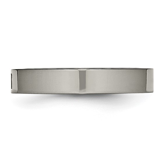 Chisel Titanium Polished with CZ 4mm Flat Comfort Fit Band