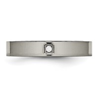 Chisel Titanium Polished Band with CZ 4mm Flat Comfort Fit view 4