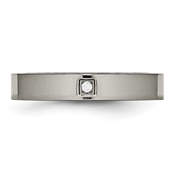Chisel Titanium Polished with CZ 4mm Flat Comfort Fit Band