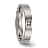 Chisel Titanium Polished Band with CZ 4mm Flat Comfort Fit view 5