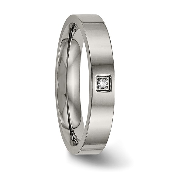 Chisel Titanium Polished with CZ 4mm Flat Comfort Fit Band