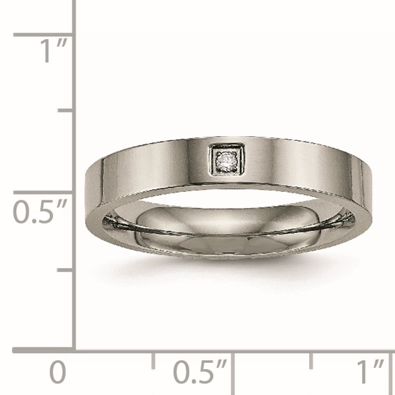 Chisel Titanium Polished with CZ 4mm Flat Comfort Fit Band