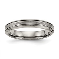 Chisel Titanium Polished 3.75mm Grooved Comfort Fit Band view 1