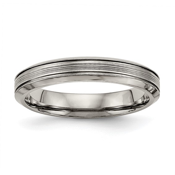 Chisel Titanium Polished 3.75mm Grooved Comfort Fit Band
