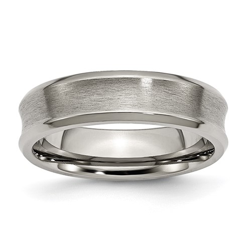 Chisel Titanium Brushed and Polished Concave 6mm Beveled Edge Band