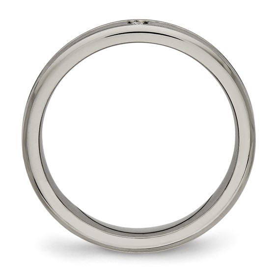Titanium Polished with CZ 3.75mm Grooved Comfort Fit Band