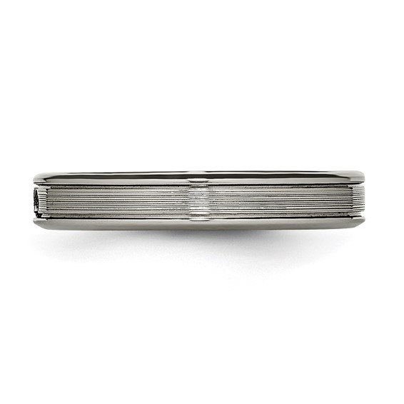 Titanium Polished with CZ 3.75mm Grooved Comfort Fit Band