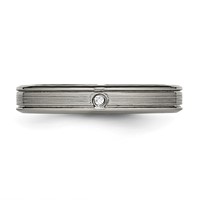 Titanium Polished Band with CZ 3.75mm Grooved Comfort Fit view 4