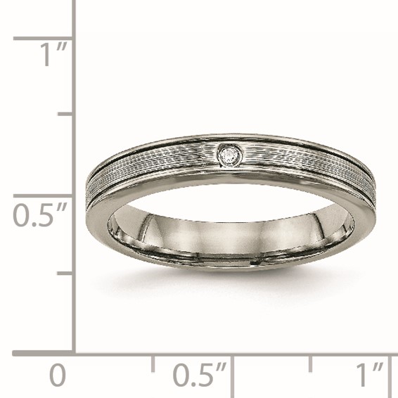 Titanium Polished with CZ 3.75mm Grooved Comfort Fit Band