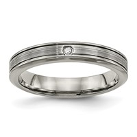 Titanium Polished Band with CZ 3.75mm Grooved Comfort Fit view 1