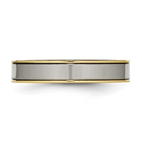 Chisel Titanium Polished Yellow IP-plated 5mm Grooved Comfort Fit Band view 3